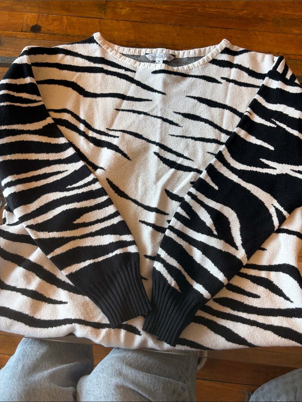 Ophelia Rose Black & White Zebra Crewneck Sweater